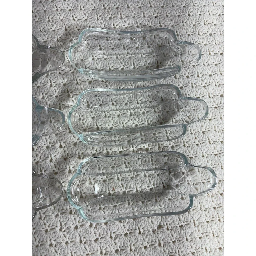 Vintage Set of Six Indiana Glass Clear Banana Split Boats